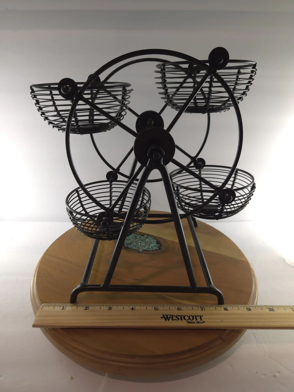 Black Metal Ferris Wheel Basket Decorative Stand, Candy/Condiment Server